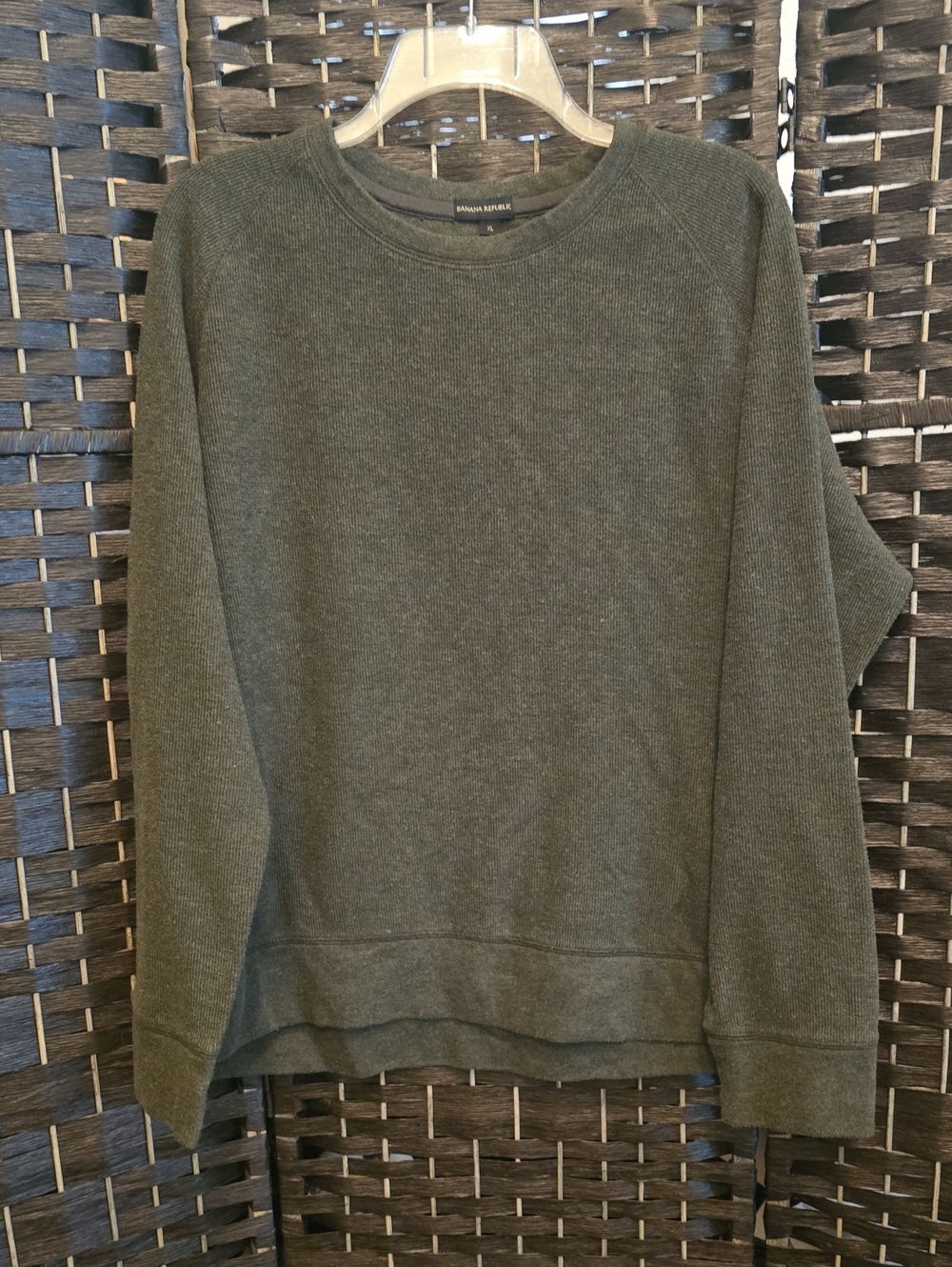 Banana Republic Olive Knit Crewneck Thermal Sweater, Regular Fit, XL